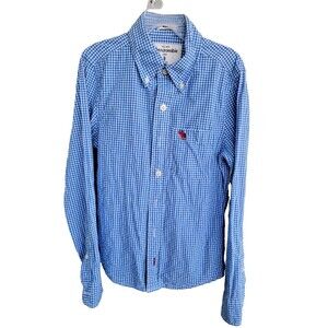 Abercrombie Kids Boys Shirt Size Small Blue/White Gingham Muscle Button Down